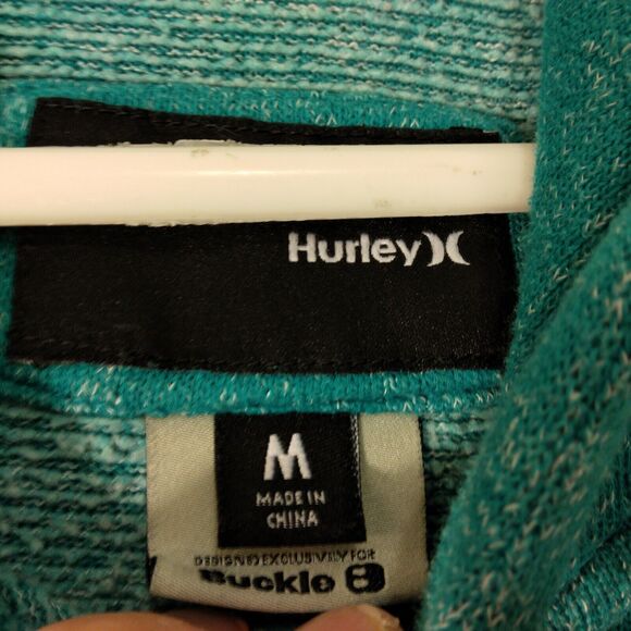 Hurley Buckle BKE hoodie mens M Medium teal long sleeve stripe hooded sweatshirt - Picture 7 of 8